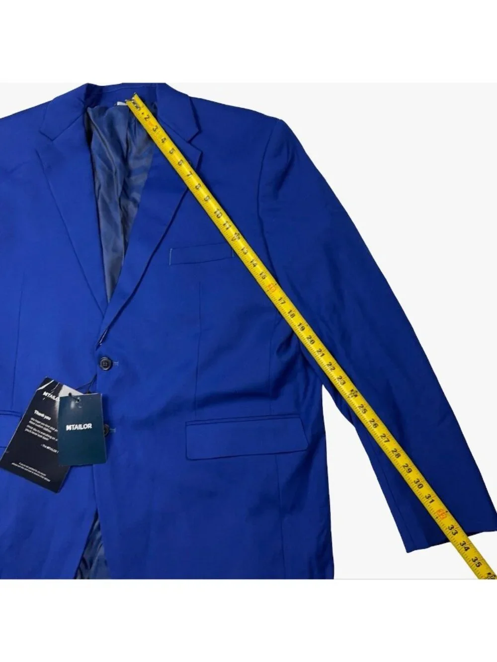 NEW MTailor Men's Bespoke Custom Polyester Blend 2-Button Blazer Blue • 52R
